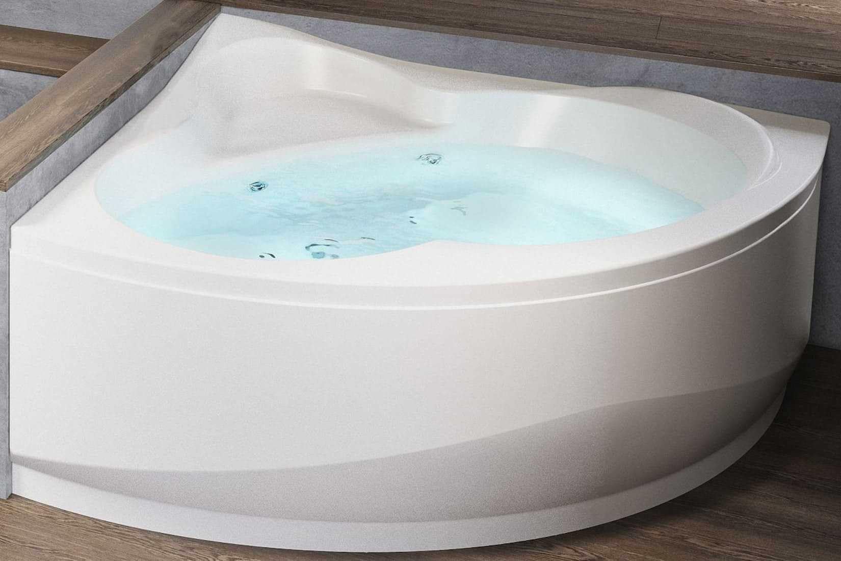 Wanna z hydromasażem kąt zakrzywiony kąt Novellini Un Hydro Plus 135 x 135 x H55 cm 190 litrów Kolumna symetryczny panel hydro Whirlpool Pilot Dezynfekcja Airpool Rama błyszcząca biała