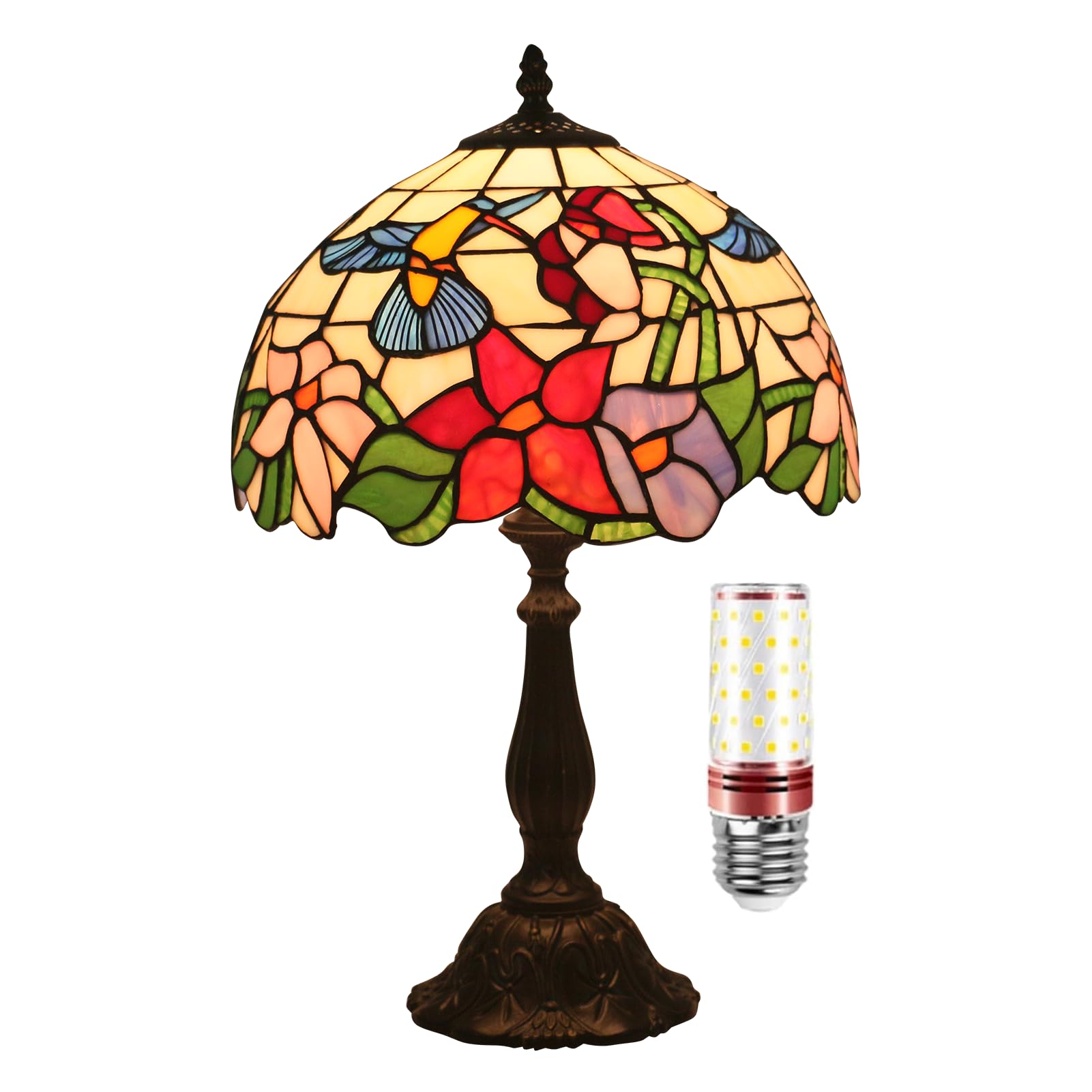 Uziqueif 12 Inch Tiffany Lamps, Vintage Table Lamp, Stained Glass Lamp, Handmade Lamp Shades, Tiffany Lights Table Lamps, Table Lamps for Lounge, Bedrooms, Living Room, Bed Lamp,F