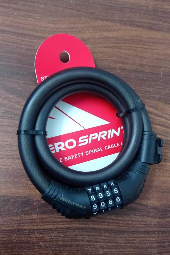 Hero Multipurpose Spiral Cable Safety Lock for Cycle/Helmet, 4 Digit