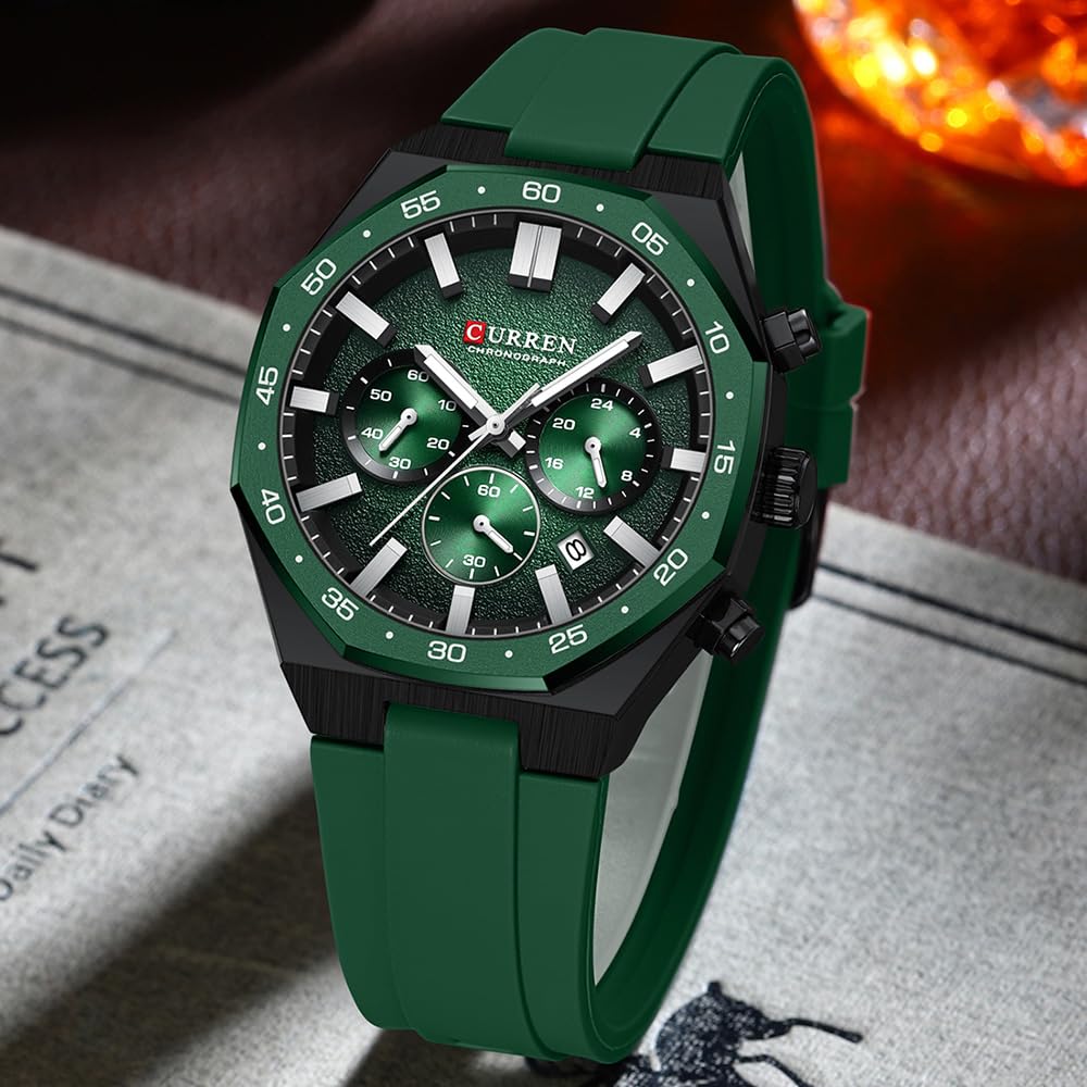 FANMIS Montre de sport militaire pour homme - Étanche - Chronographe - 43 mm - Grand cadran - Classique - Style décontracté - Bracelet en silicone