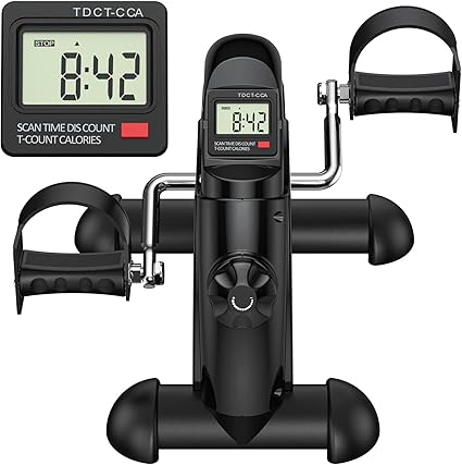 FEIERDUN Mini Exercise Bike, Under Desk Bike Pedal Exerciser for Arm/Leg Exercise, Adjustable Magnetic Resistance Desk Cycle with LCD Screen Display for Home/Office Workout