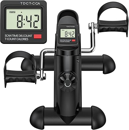 FEIERDUN Mini Exercise Bike, Under Desk Bike Pedal Exerciser for Arm/Leg Exercise, Adjustable Magnetic Resistance Desk Cycle with LCD Screen Display for Home/Office Workout