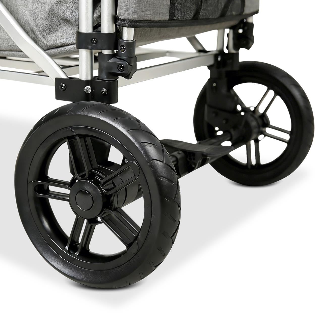 FUXLIFE Chariot Pliable Enfants FX-CTL950 Gris – Chariot de Transport avec Toit Solaire, Harnais 5 Points, Roues à Suspension