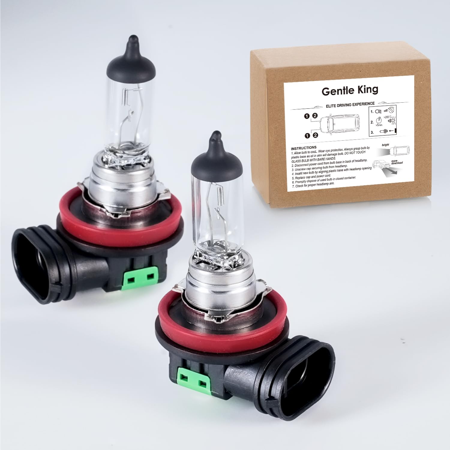 Gentle King H11 Halogen Headlight Bulb - High Performance Headlight Bulbs,Low Beam and Fog Replacement Bulbs, 55W, DOT Compliant (2 Pack)