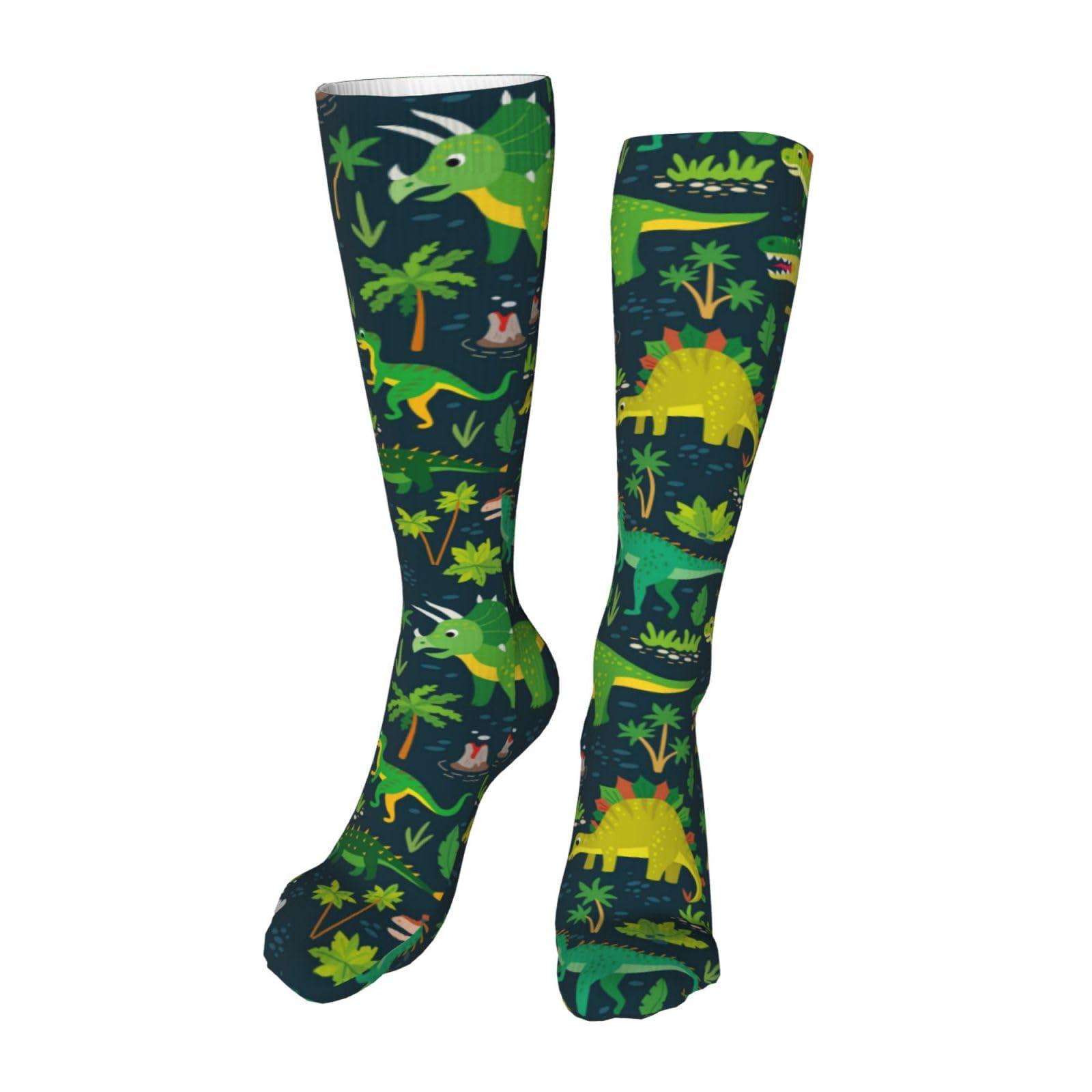 Melbrakin Unisex Dinosaurs Knee High Socks Long Cosplay Casual Socks For Womens