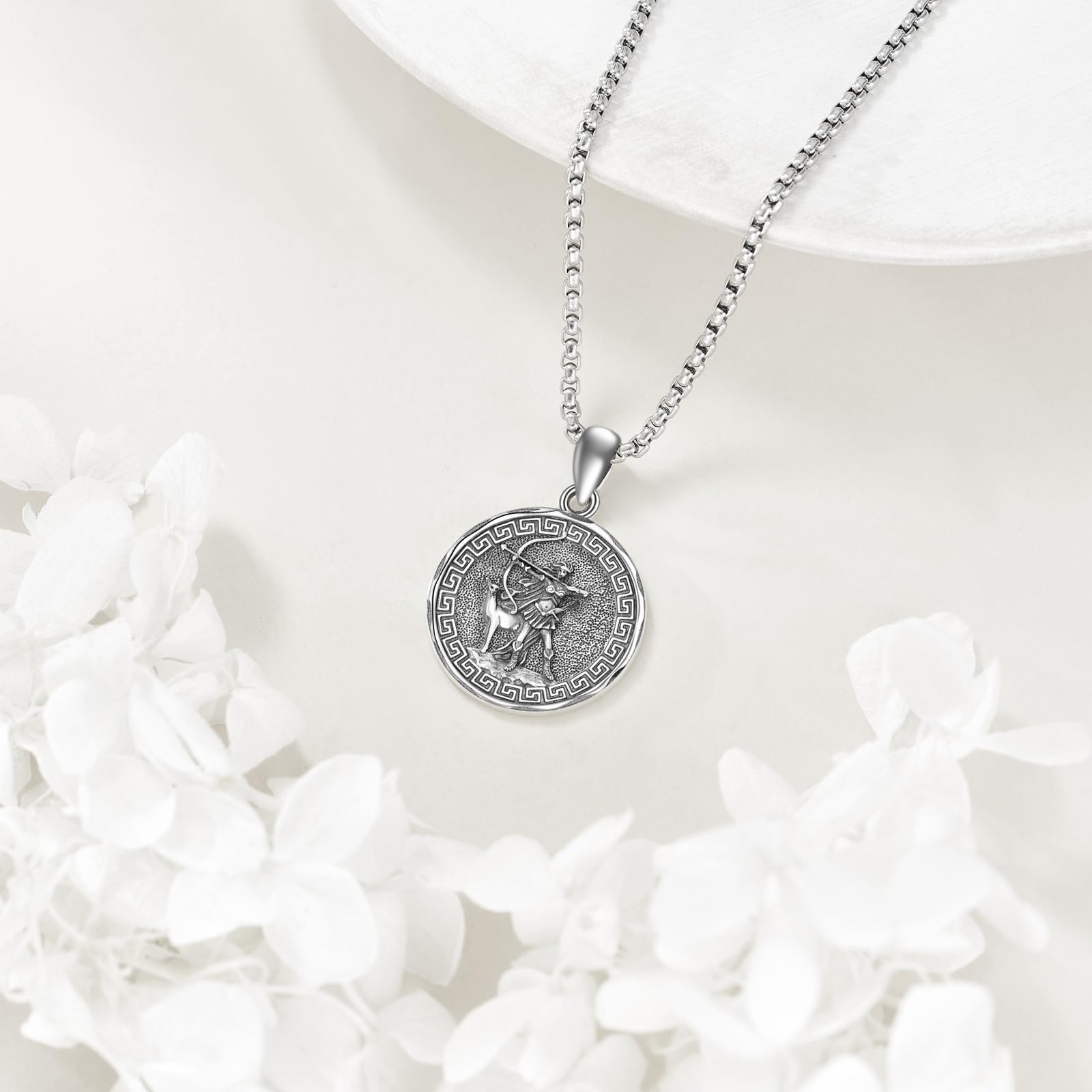 YFN Collar de Dios Griego de plata de ley con colgante protector religioso para mujeres y hombres