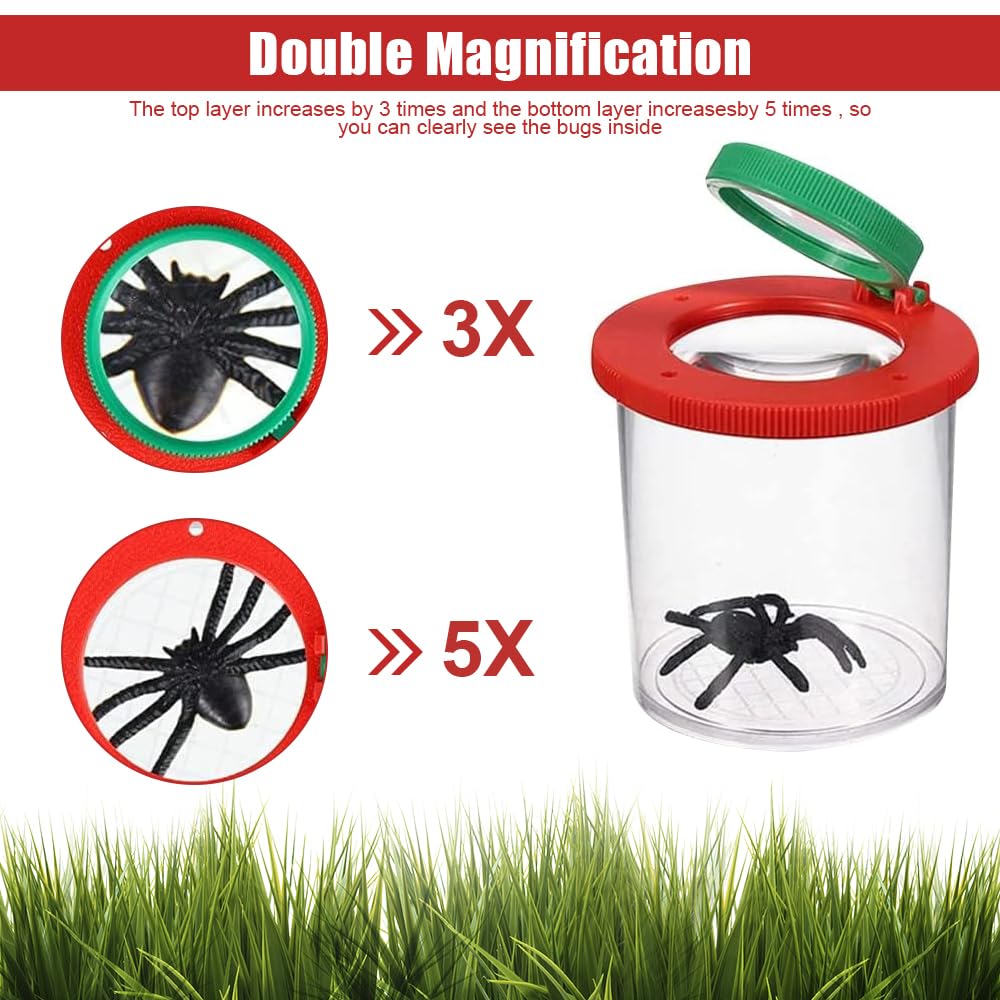 Barattolo per Insetti per Bambini, 4 Pezzi Box Insetti con Ingranditore Kit, Educational Toys Barattolo Osserva Insetti, Barattolo Osserva Insetti Trasparenti con Lente d'Ingrandimento