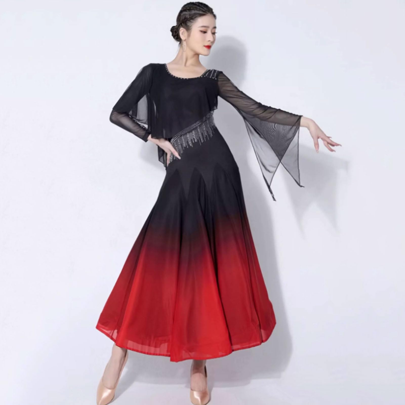 Abito Sala da Ballo per Donne Gonna Valzer Flamenco Costume Salsa Foxtrot