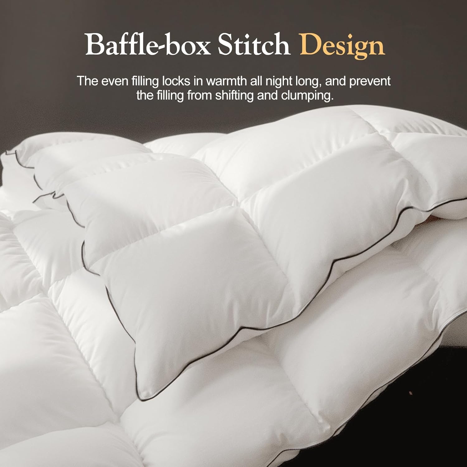 Down Fibers Comforter Queen Size Thick Winter-Ultra Soft Comforter High Fill Power Comforters,Hotel Collection Fully Duvet Insert with Corner Tabs,Expert-Crafted Even Loft(White,90x90) - Image 8