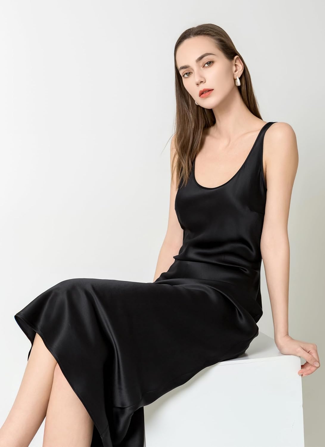 DAISYSILK 22 Momme 100% Mulberry Silk Dress with Scoop Neck Midi Silk Slip Sleeveless Dress Party Dresses for Women - Image 7