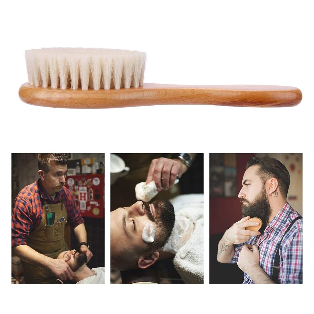 Brosse Cheveux Bébé, 2 Pièces, Bois Naturel Brun, Poils De Chèvre Doux, Pour Nourrissons Tout-Petits, 15Cm Longueur X 4Cm Largeur
