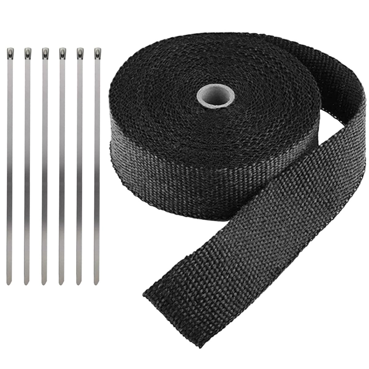 LKRXW Black Exhaust Heat Wrap 2" x 16 Feet Motorcycle Exhaust Header Pipe Wrap Fiberglass Heat Shield Tape Car Manifold Insulation Thermal Protection