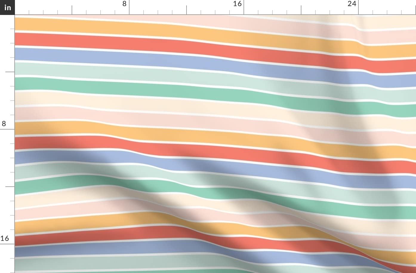 Spoonflower Fabric - Retro Rainbow Stripe Colorful Spring Summer Pastel Printed on Organic Cotton Sateen Fabric by The Yard - Sewing Quilting Apparel Home Decor