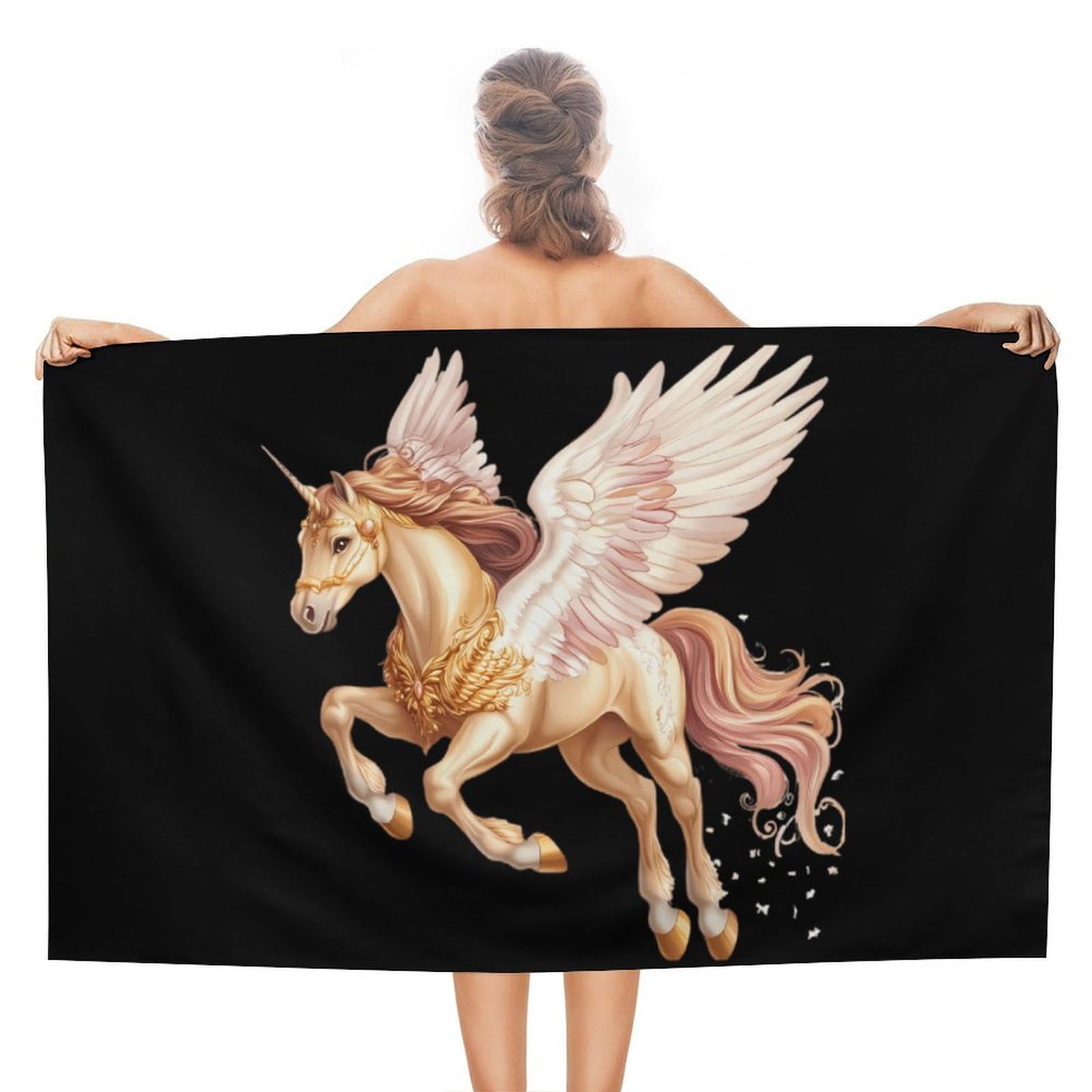 Nclqvjxzkhw Women's Style A Horse With Wings Beach Towel For Adults Lightweight Bath Towels Swim Travel Gym Sports 130×80Cm