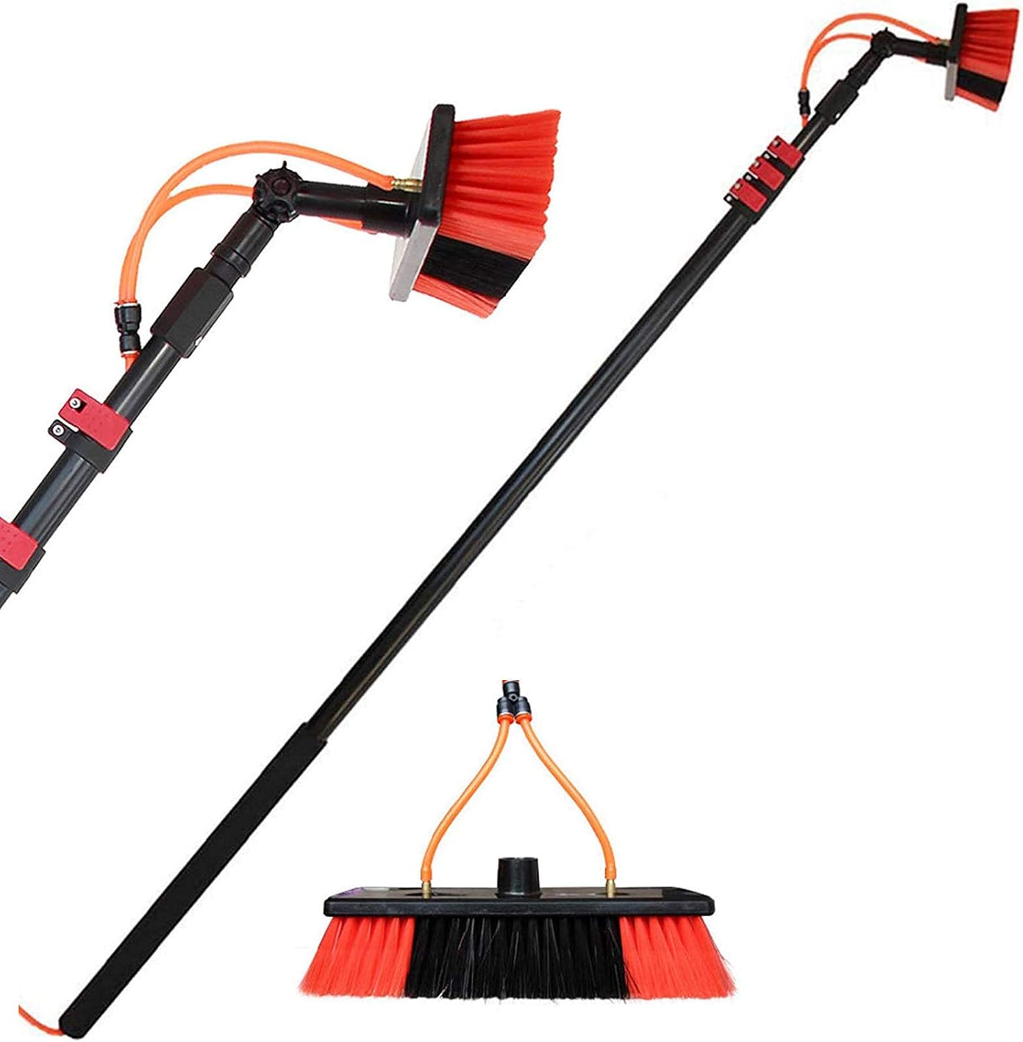 Window Cleaning Brush,Solar Panel Cleaning Kit 3.6-11M Adjustable Window Cleaning Pole Multi-Purpose Photovoltaic Panel Cleaning Tool Water Spray Brush/20Ft/6M