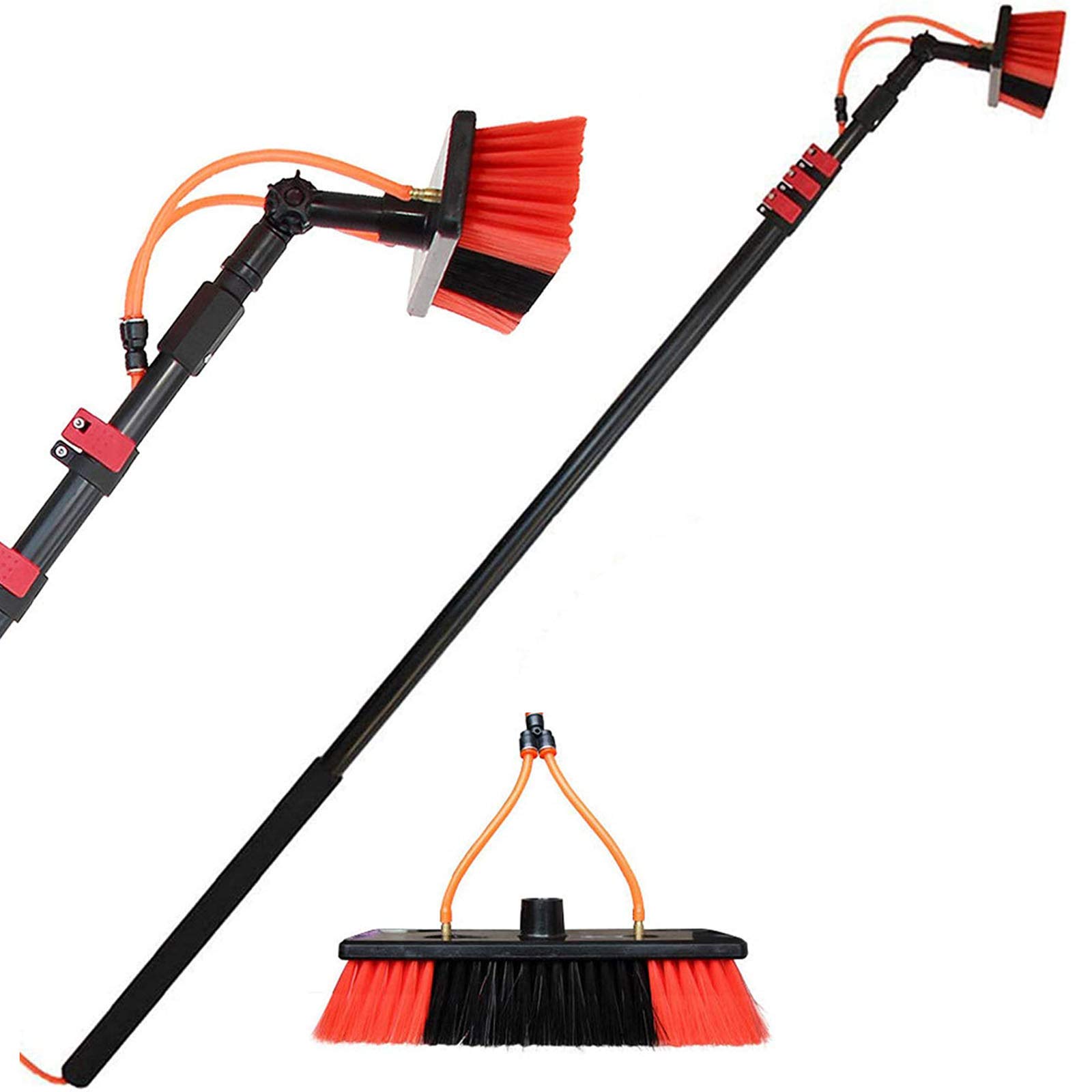 GTHTUHFD Cleaning Brushes,Solar Panel Cleaning Kit 3.6-11M Adjustable Window Cleaning Pole Multi-Purpose Photovoltaic Panel Cleaning Tool Water Spray Brush/30Ft/9M,24ft/7.2m
