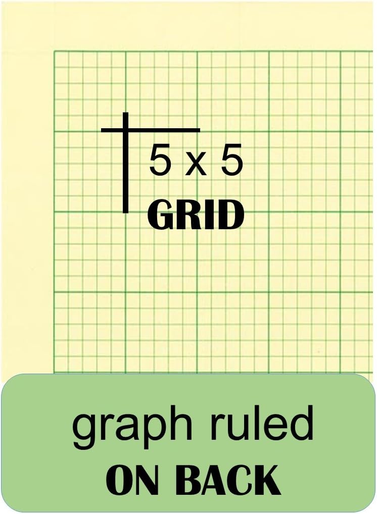 National Computation Pad, 5 x 5 Quad Ruling and Unruled, 8.5" x 11", 200 Sheets (42389), Green
