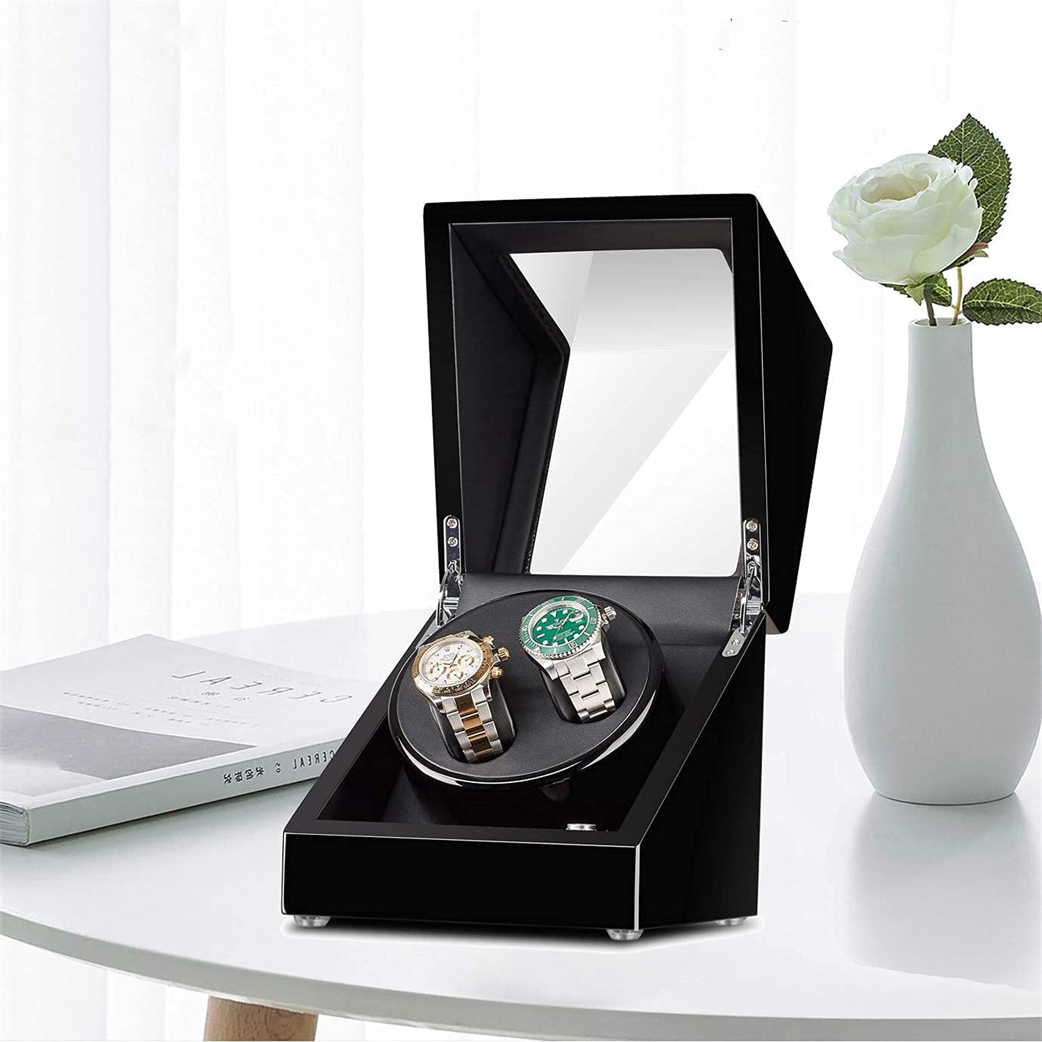 Automatic Double Watch Winder Wooden Watch Winder Box for 2 Watches