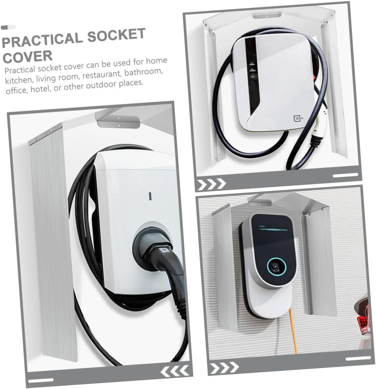 Ciieeo Outdoor Socket Cover Wall Socket Protector Electric Plug Protective Cover Aluminum Charging Pile Easy to Install