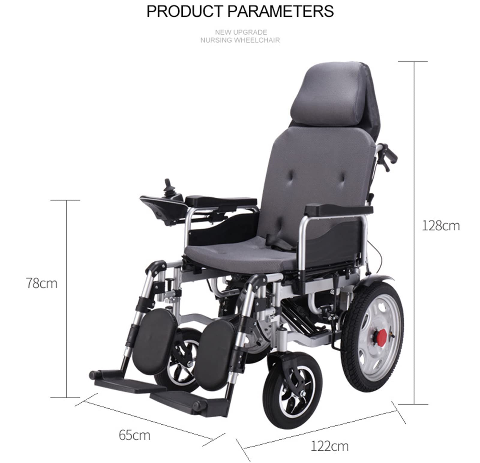 Silla de ruedas eléctrica plegable de alta resistencia, silla de potencia portátil para ancianos y discapacitados, respaldo ajustable y ángulo de pedal, control de palanca de mando de 360°