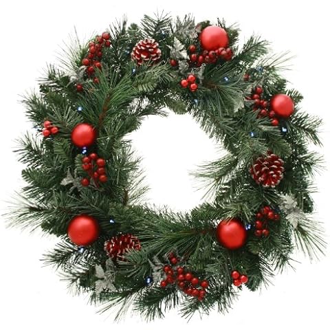 WeRChristmas Pre-Lit 60cm Frosted Wreath Cover