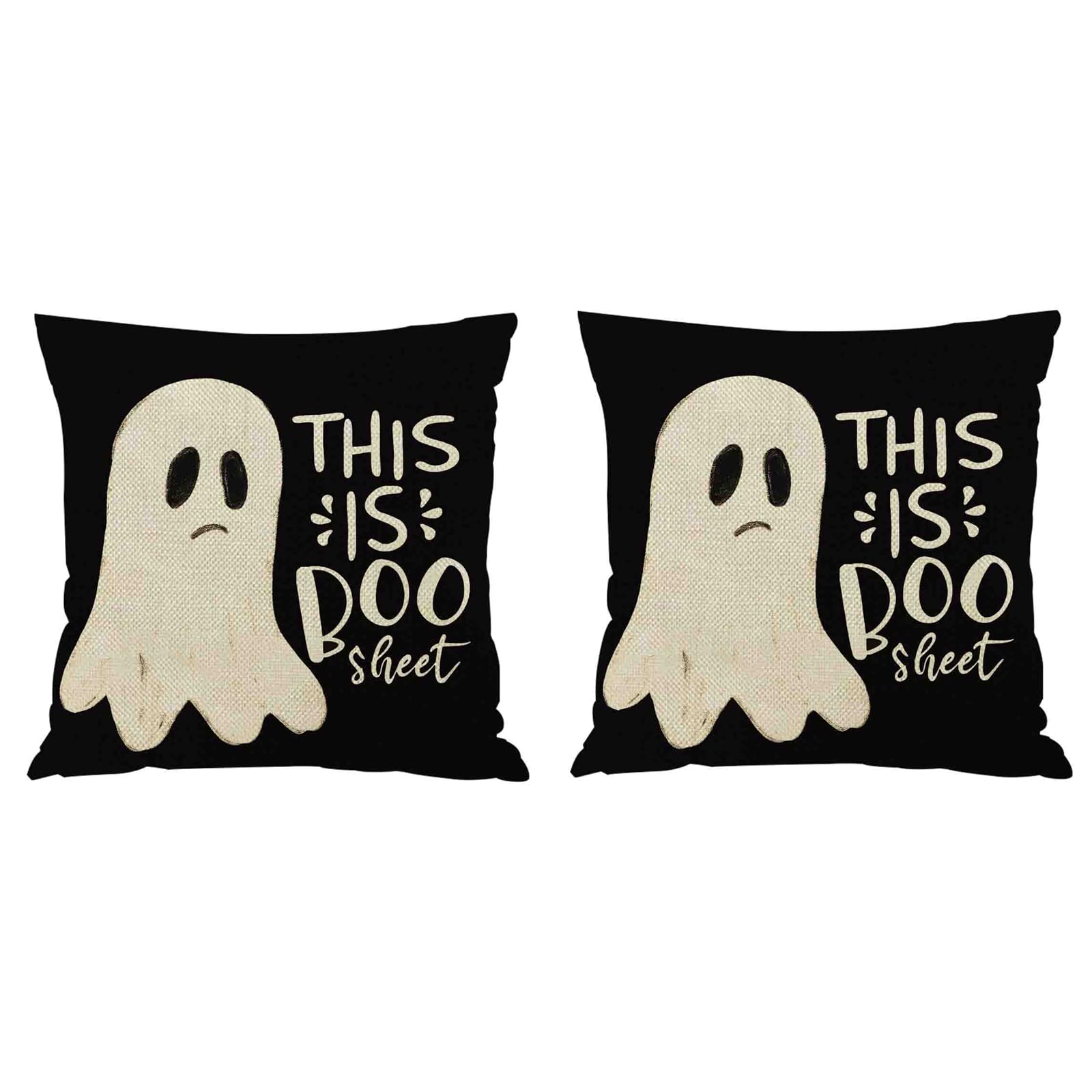 JoraLionHalloween Throw Pillow Covers Boo Ghost, 18x18 inch Set of 2 Funny Halloween Saying Case for Home Couch Sofa Livingroom Bedroom