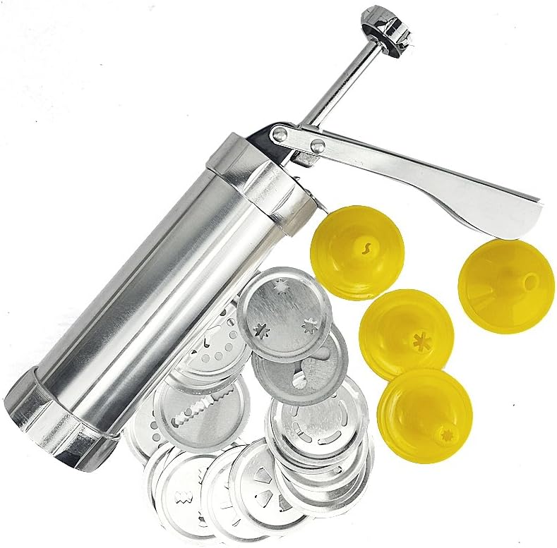 1 Set Biscuits Extruder Presser Machine Cookie Press Gun Kit Biscuits Cake Pastry Making Icing Decoration Tools with 20 Moulds & 4 Nozzles