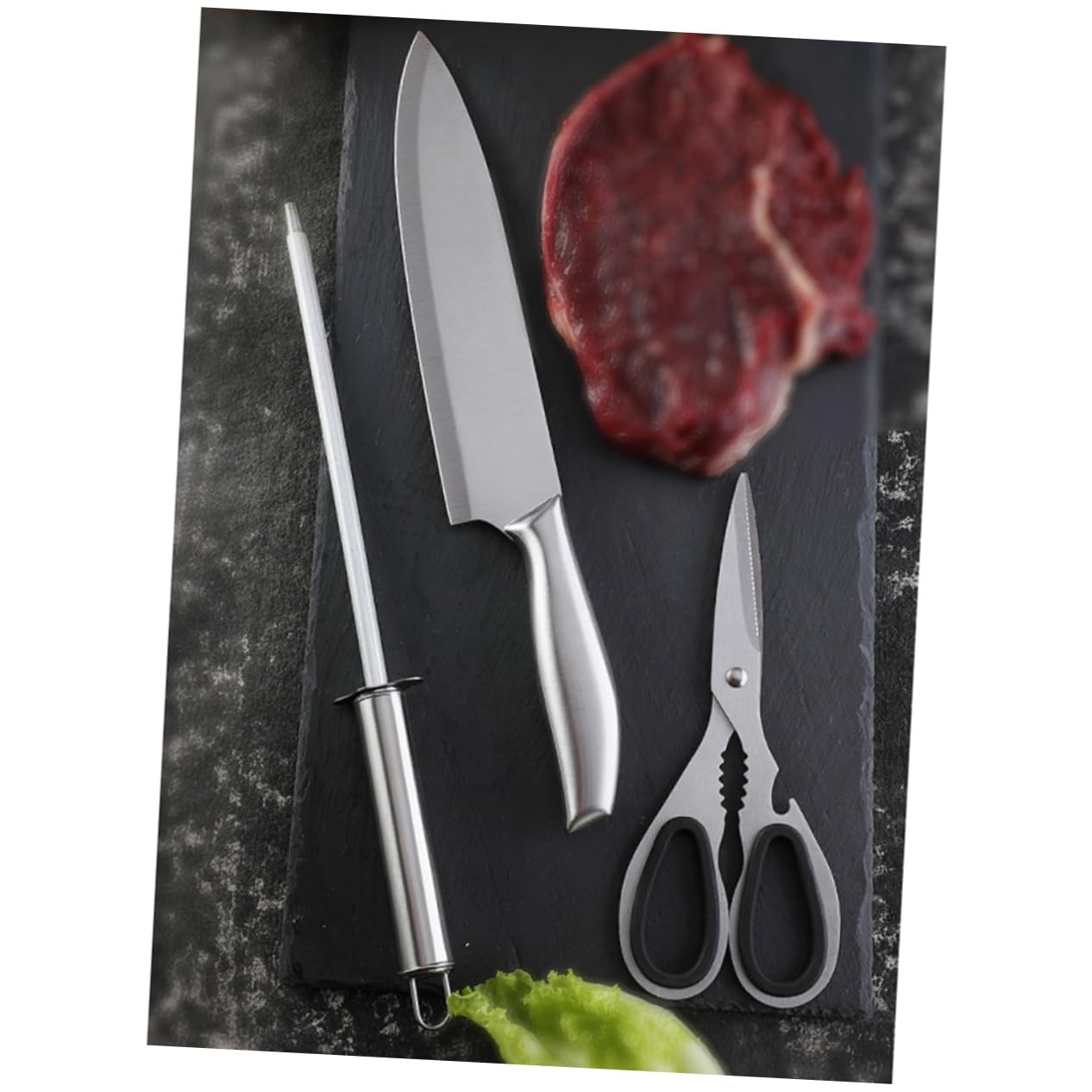 Cabilock Set Coltelli da Cucina Professionali 6 Pezzi in Acciaio Inox e Legno con Ceppo Resistente All'ossidazione e Spazio Salvaspazio per Uso Quotidiano