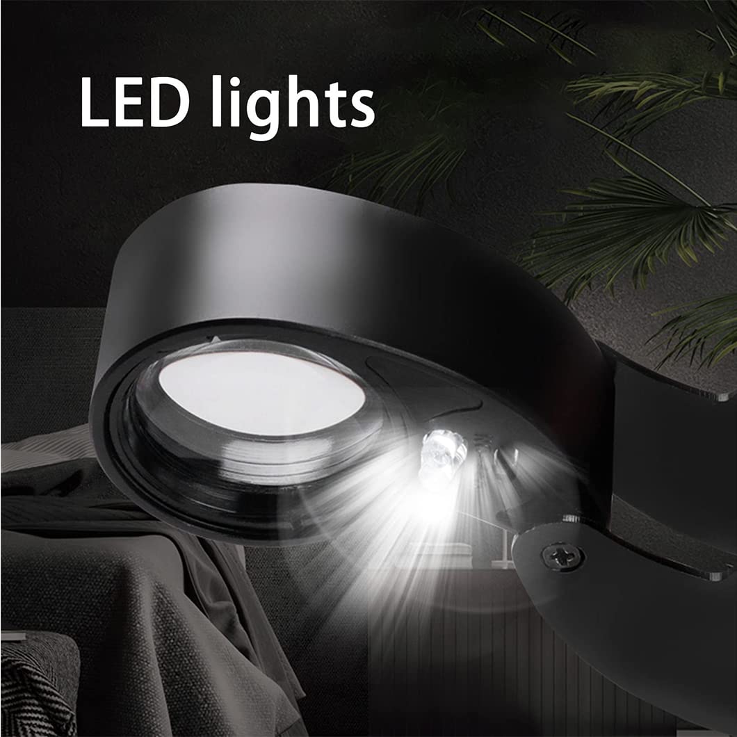 40X Metalowa mini lupa Ręczna składana kieszonkowa lupa z diodami LED, podświetlana lupa jubilerska do lutowania, kontroli, monet, Jewe Pink Magnifyin Beauty Comes