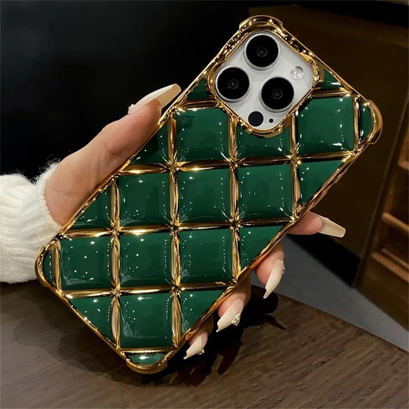 LuxuryKase LK152 Plating Diamond Lattice Grid Case for iPhone 13 Pro Max (TPU | Green) (B0D6G6T9HM) Amazon Price History, Amazon Price Tracker