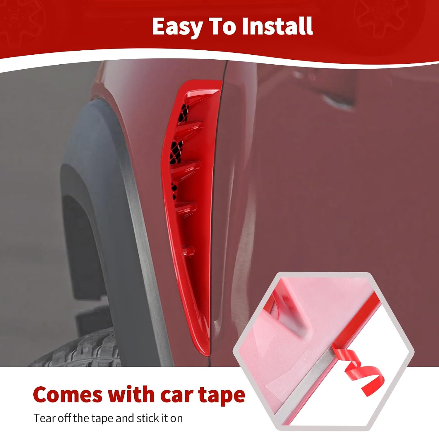 for RAM TRX Fender Vent Trim Cover Fit for RAM TRX 2018-Present Red Exterior Accessories 2pcs