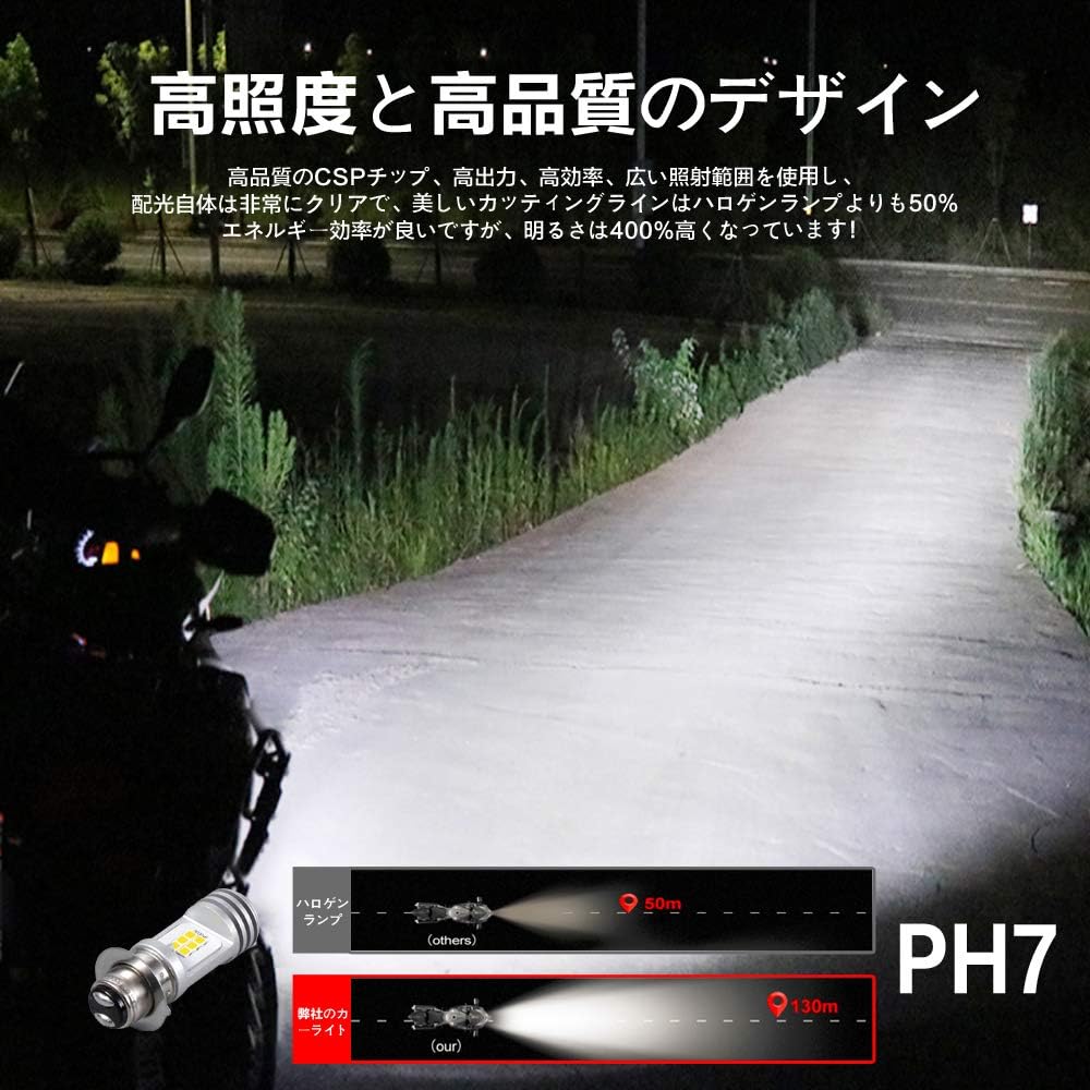 Amazon | PH7 LEDヘッドライト バイク 原付 オートバイ 二輪車