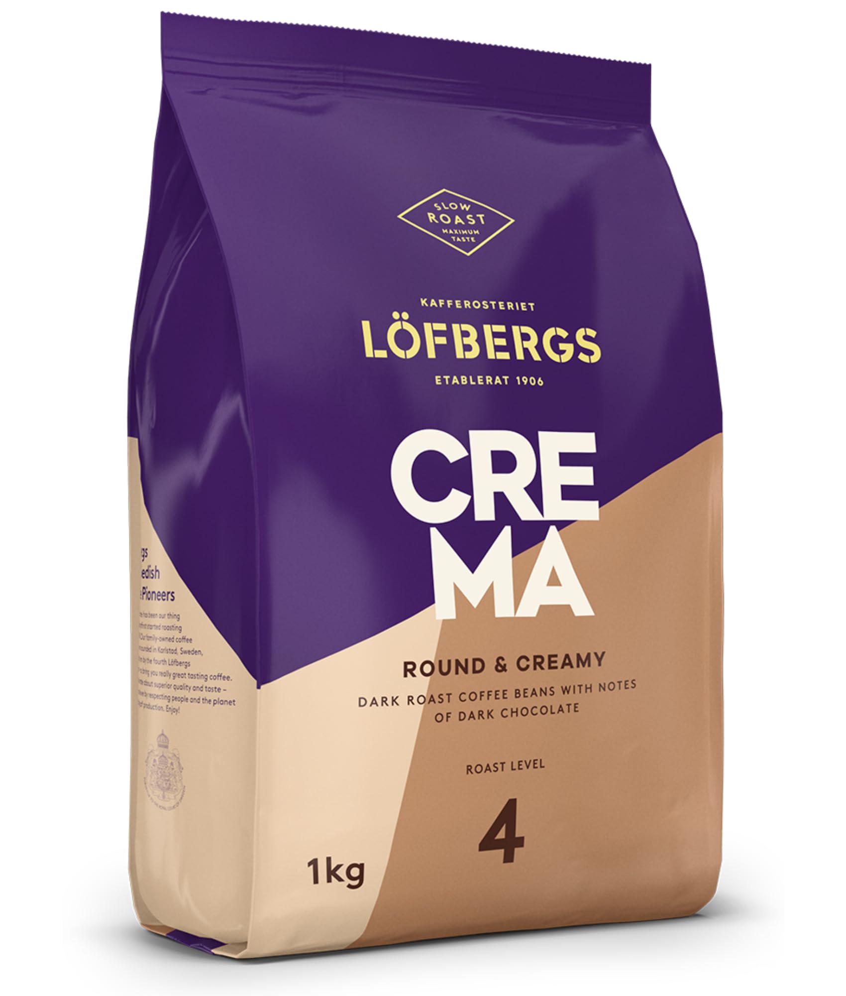 Löfbergs Crema, Kawa Ziarnista, Ciemne Palenie, Mieszanka Arabica i Robusta, 1 kg