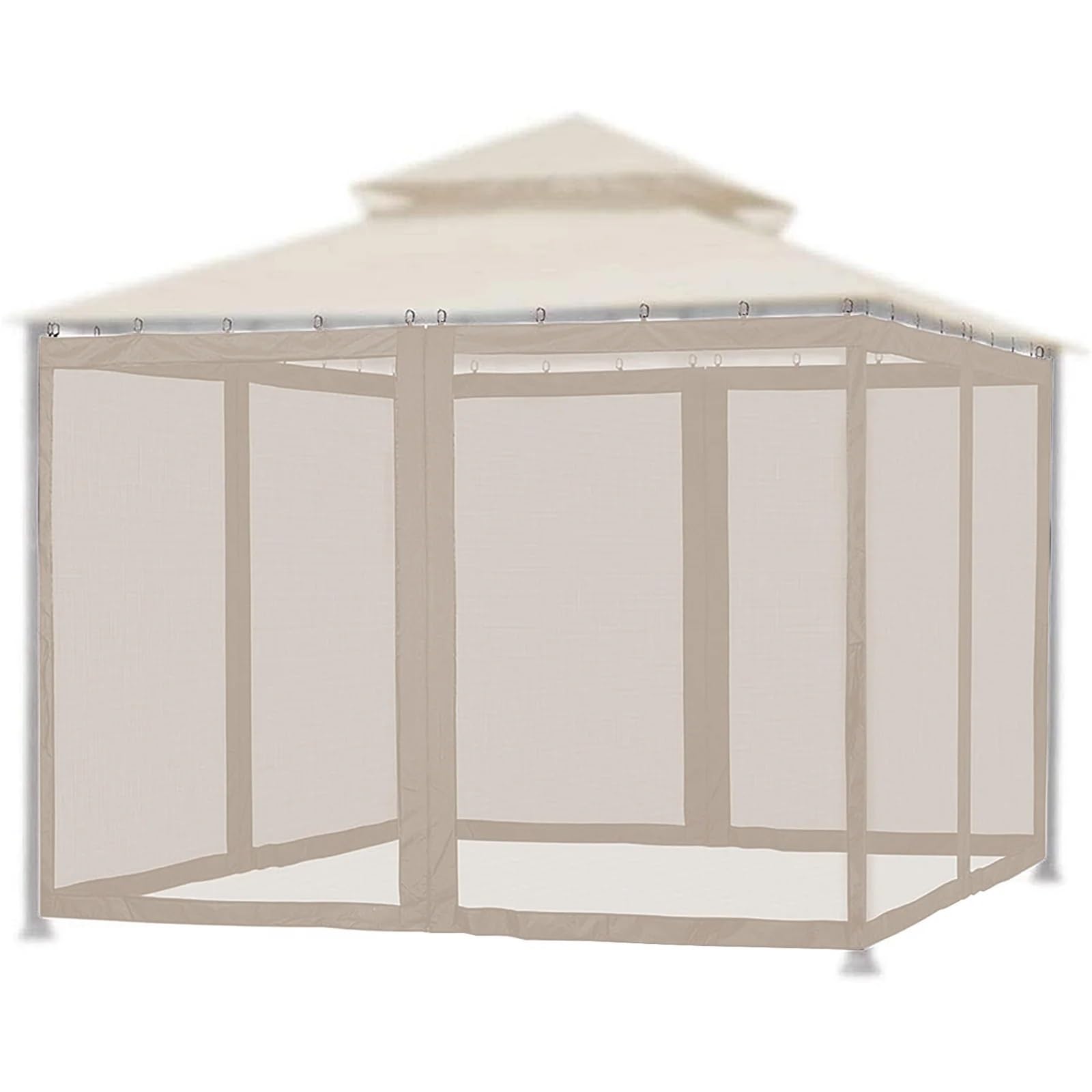 Zanzariera a 4 Pannelli for ombrellone da Patio – Protezione Solare for Esterni – Pareti divisorie a 4 Pannelli Zanzariera Gazebo(10x10 Brown)