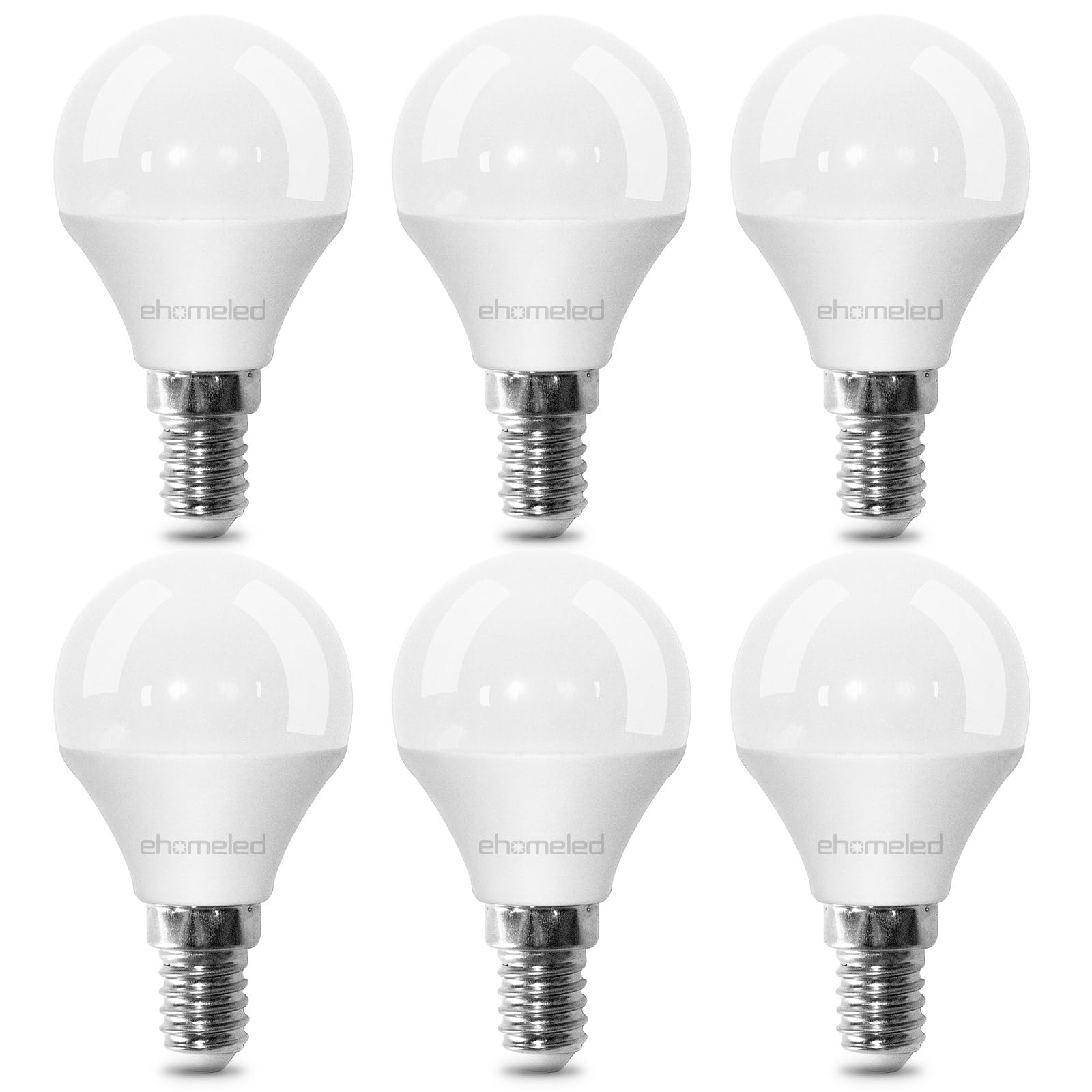 ehomeled E14 LED Light Bulb, 5W Small Screw Light Bulb 40W Equivalent, Warm White 3000K, 470LM, SES E14 G45 Golf Ball Bulb, Non-Dimmable, 6 Pack