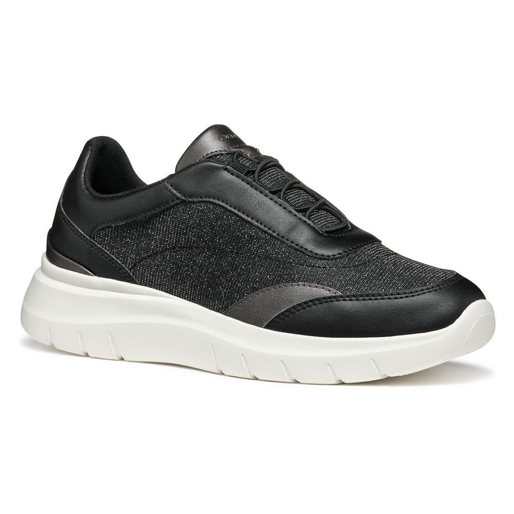 Geox Women's D PLUMMERY A Sneaker, Black, 7 UK