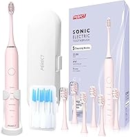 Vista 1 de PERECT - Cepillo de dientes eléctrico ultrasónico con 6 cabezales de cepillado, cepillo de dientes eléctrico de 5 modos, cepillo de dientes