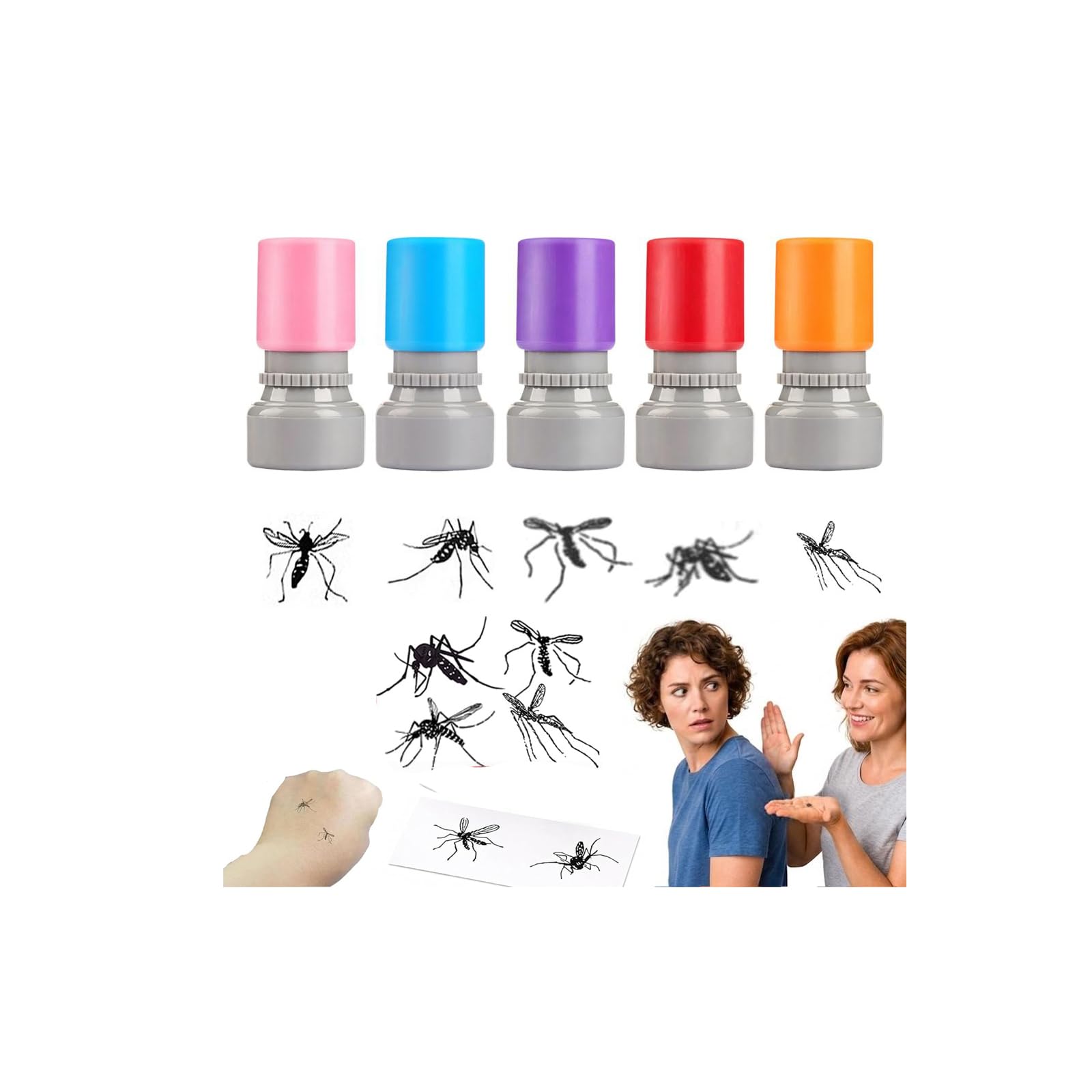 Mosquito Stamp,Mosquito Stamp Prank Self Inking Stamps,MosquitoStamp Prank Bug Stamps with Pre-Inked Black Ink,Novelty Fake Bug Insect Print Funny for Birthday Holiday Party Favors and Craft