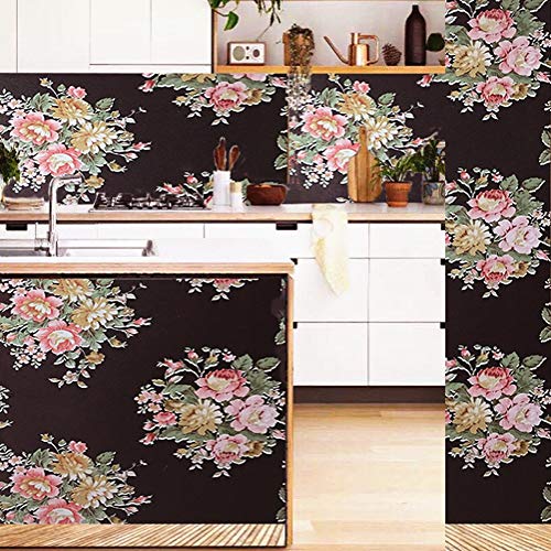 Amao Floral Decorative Self-Adhesive Paper Film Peel and Stick Wallpaper for Furniture Surfaces Easy to Clean 17.7\'\'x98\'\' (W1)