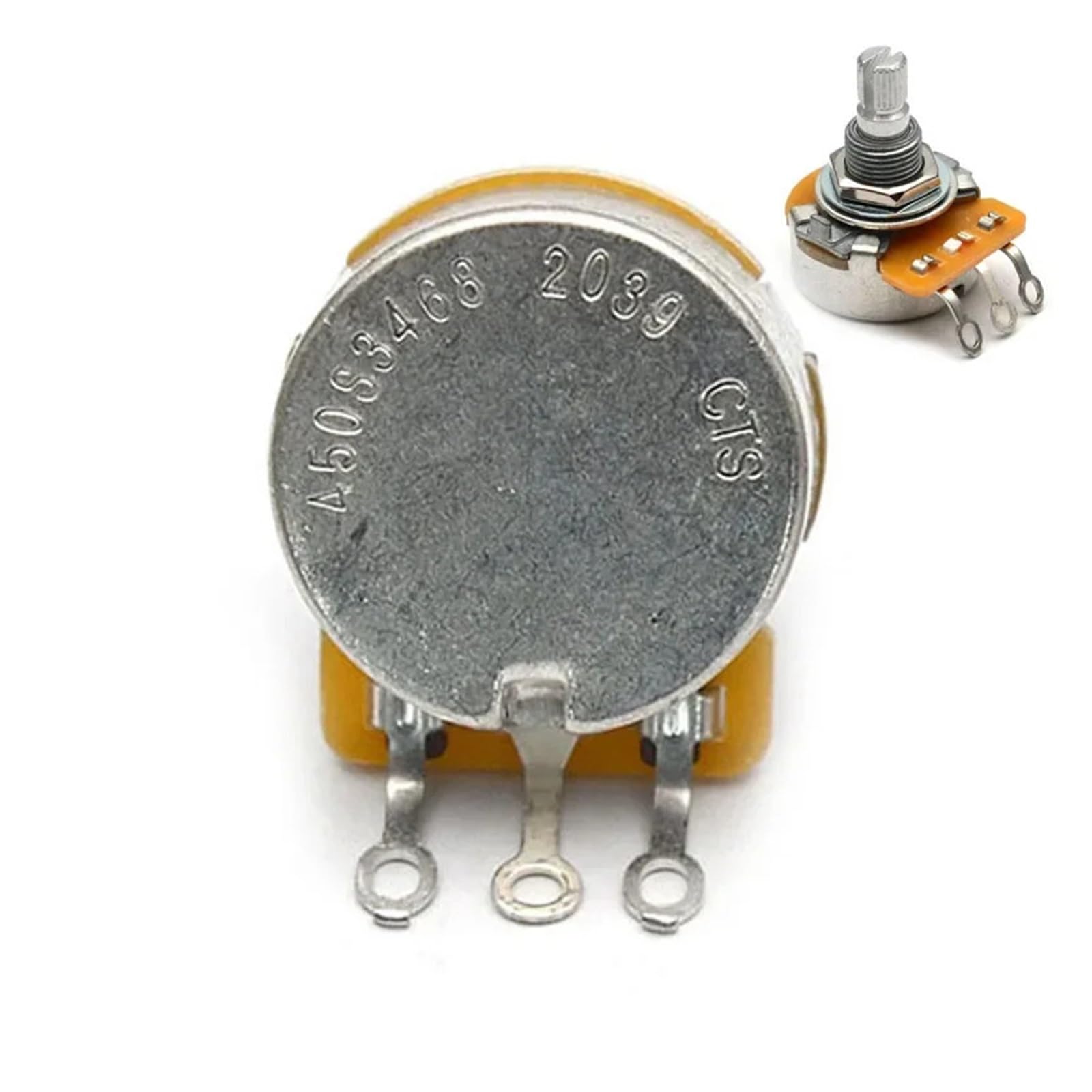 4 potenciómetros de tono de volumen con eje de latón/aluminio de 250k/500k, ollas CTS Log A o lineales for guitarras eléctricas, 4 Uds.(CTS 450S A250K)