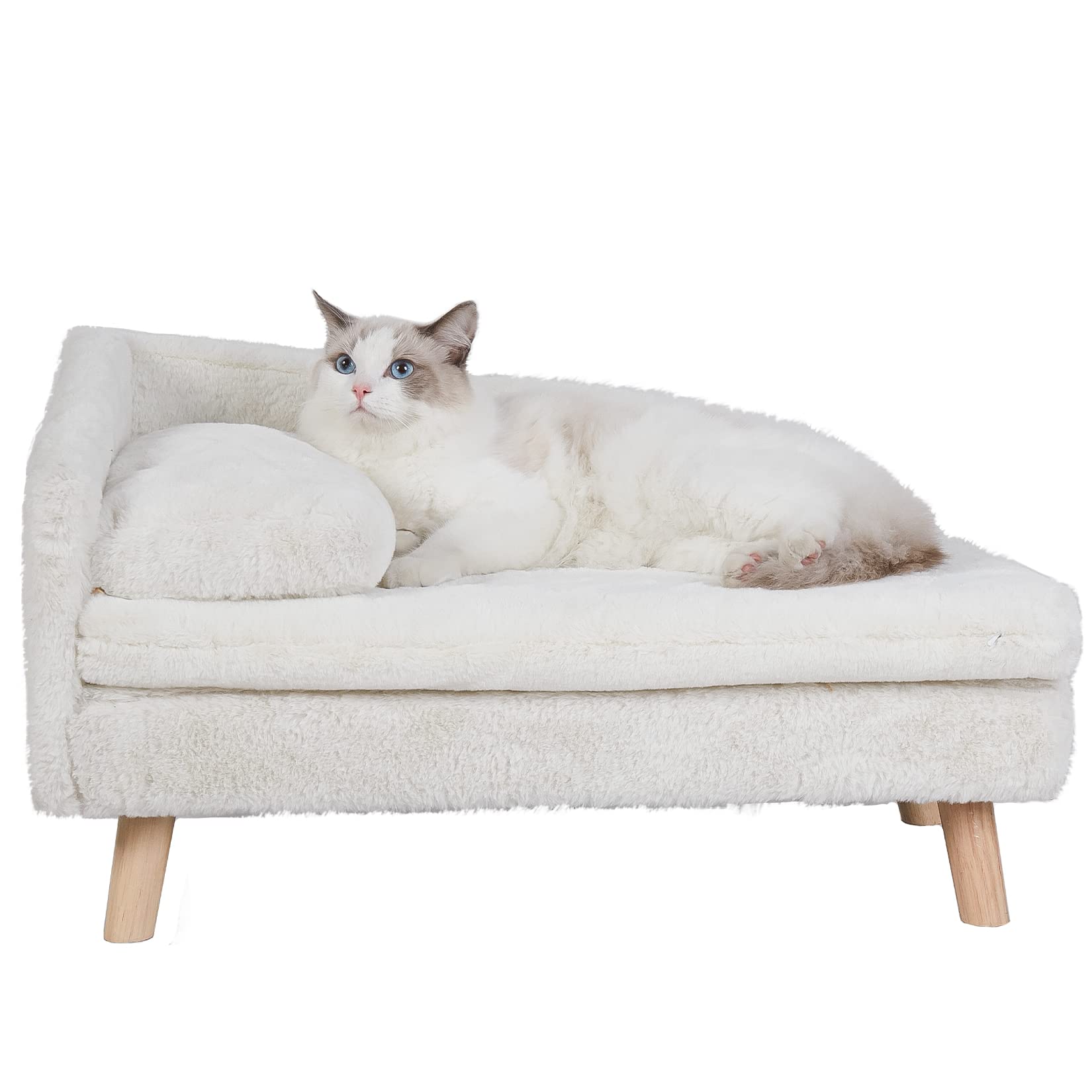 BingoPaw Luxus katzensofa Haustiersofa mit Rückenlehne Plüsch Kissen H