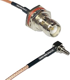 0.5 feet RG316 RP-TNC Female Bulkhead to CRC9 Male Angle RF Pigtail Coaxial Cable