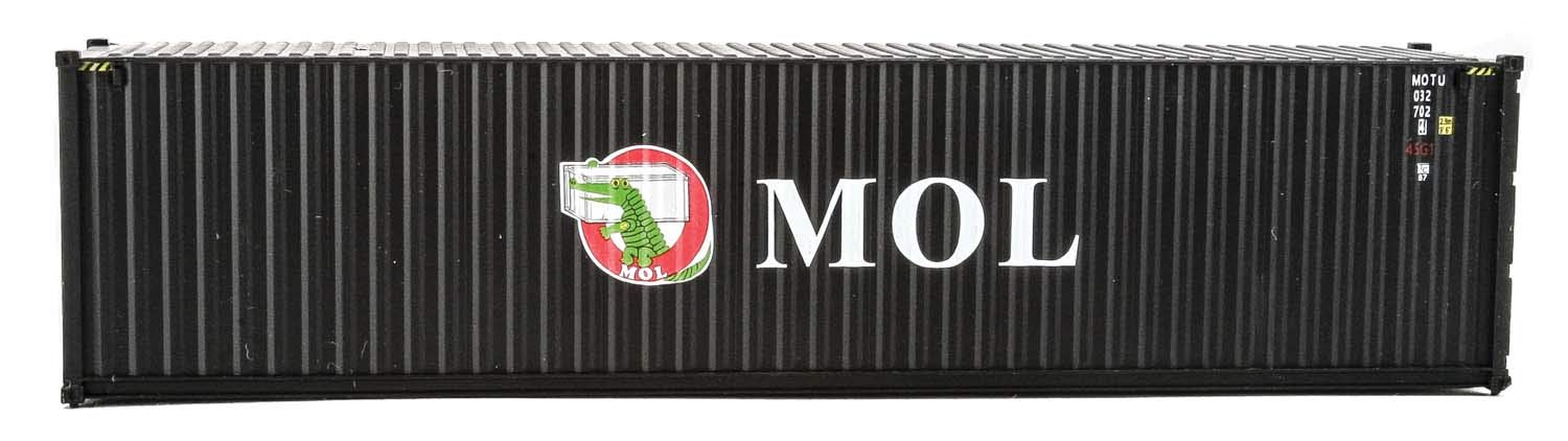 Walthers SceneMaster HO Scale Model of Mitsui OSK Lines (Black, White, red; Alligator Logo) 40' Hi Cube Corrugated Side Container,949-8264
