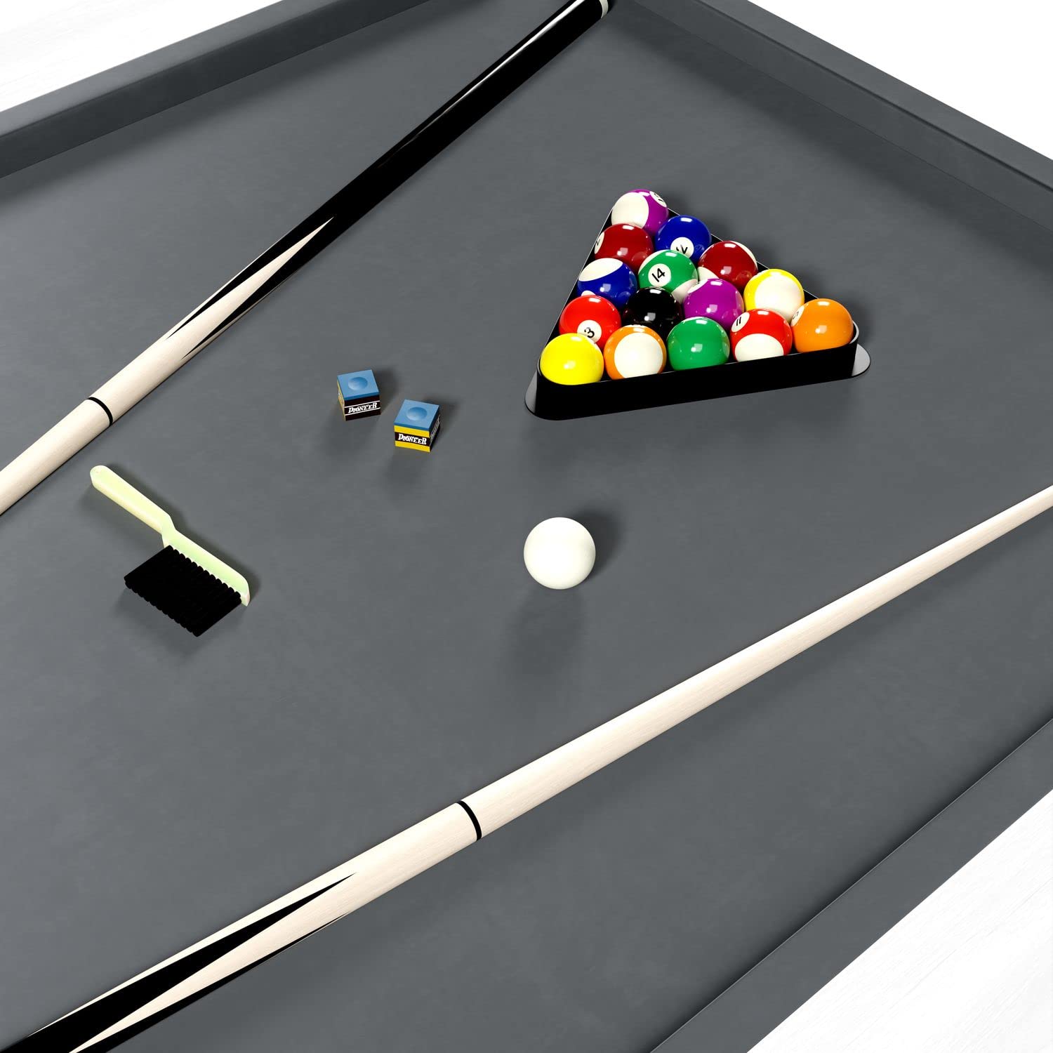 Billard Américain Blanc Convertible en Table à Manger -Style Industriel