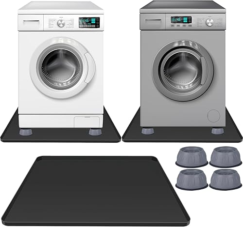 Bandeja de drenaje grande para lavadora de 33"x30" con 4 almohadillas antivibración para los pies  Bandeja para lavadora, antideslizante,