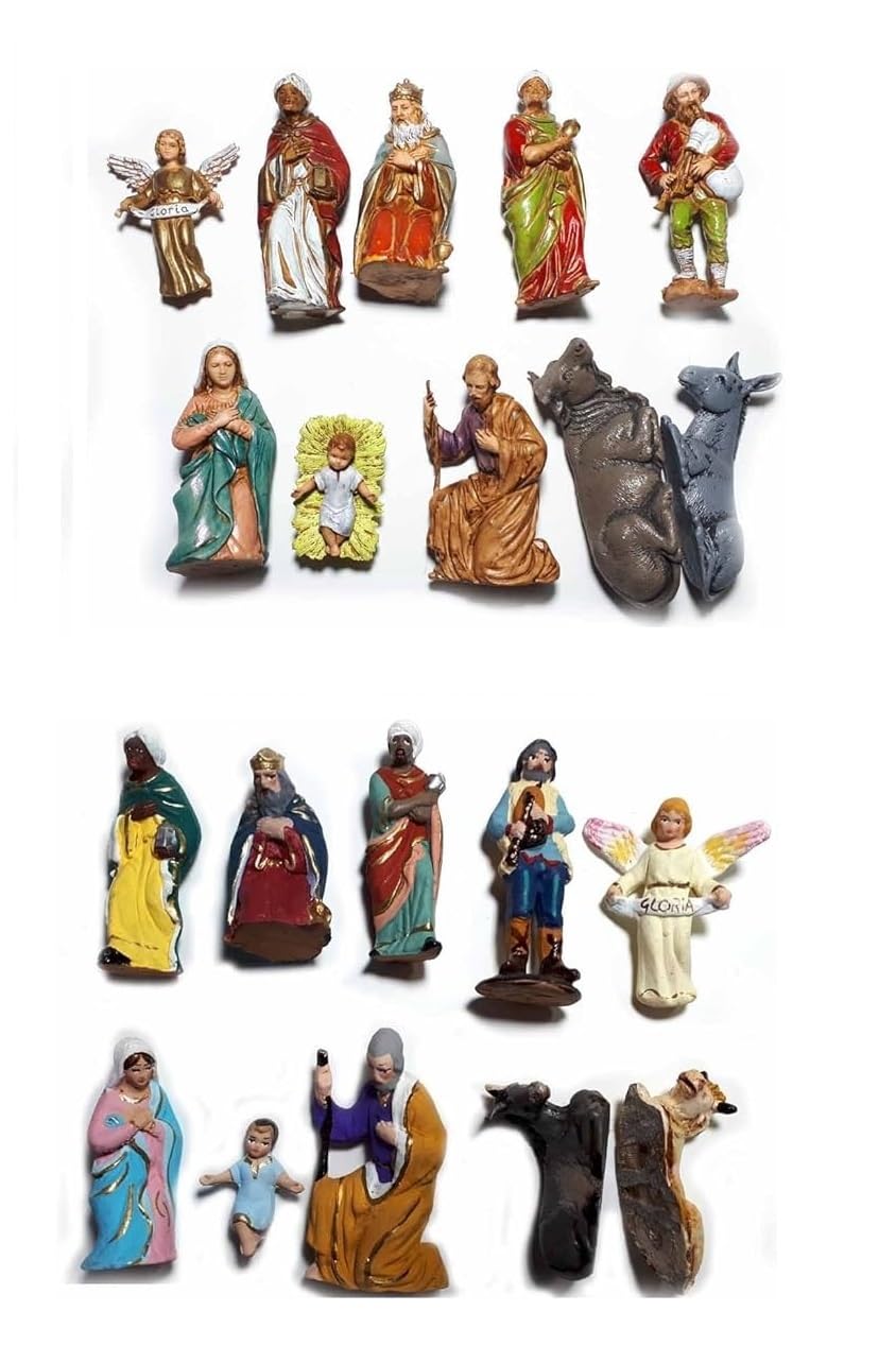 BLUSUPERSHOP Weihnachtskrippe komplett Art. 2 65 x 45 cm Höhe 60 cm Holz und Kork mit oder ohne Hirten ohne 10 Hirten 7-8 cm Terrakotta oder 8 cm Kunststoff San Grigorio Armeno Tempel
