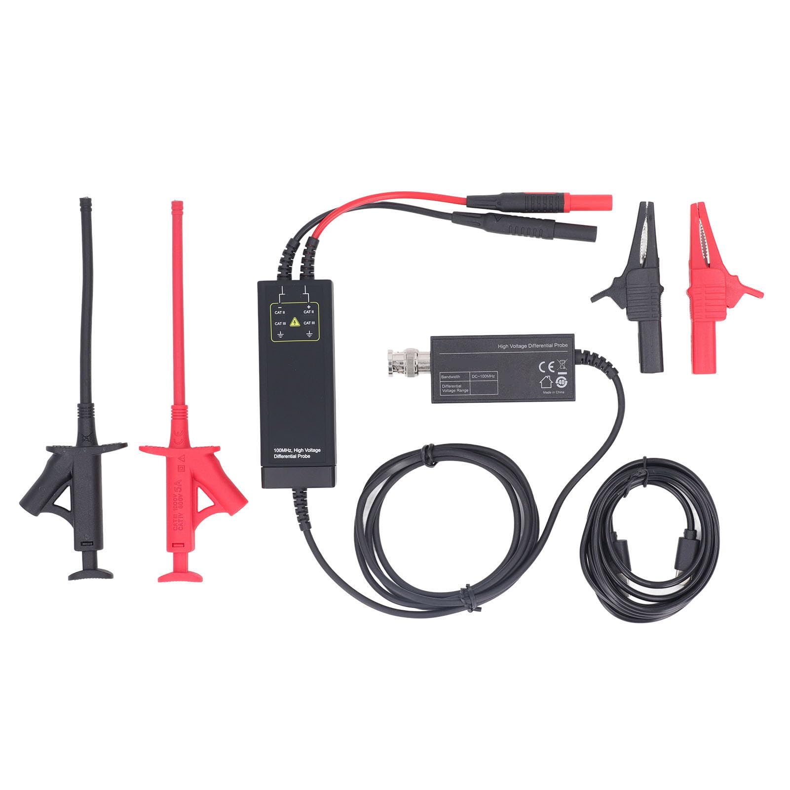 Hyuduo Sonda de Osciloscopio ABS Sonda Diferencial de Alto Voltaje 100MHz 3000V Interfaz BNC 100X 1000X para Técnicos de Ingenieros de Laboratorio de Pruebas Electrónicas