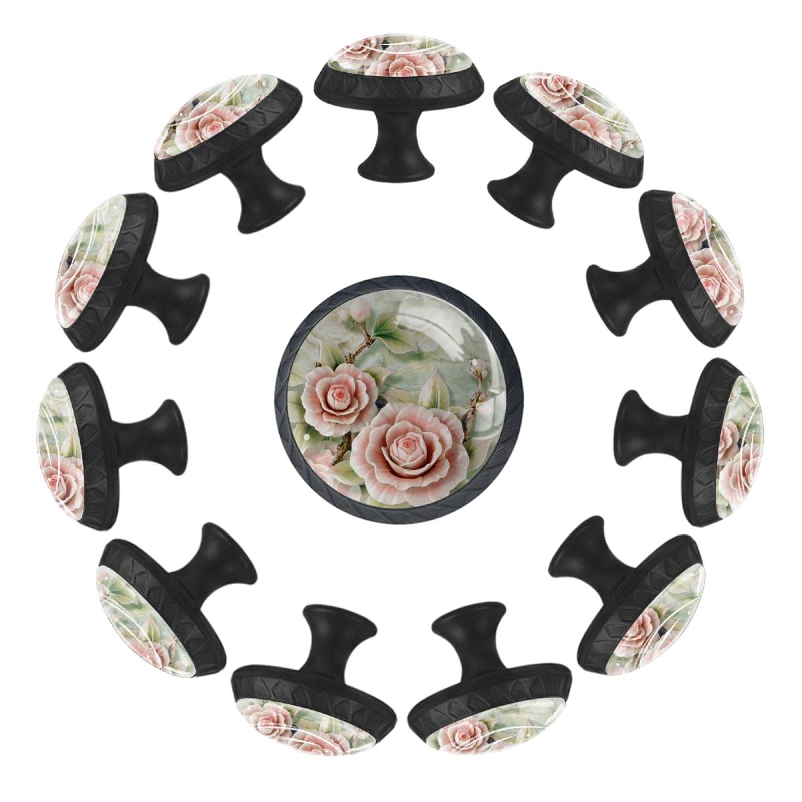 Boutons de tiroir fleur rose 35 mm lot 12 poignée meuble enfant commode chambre à coucher