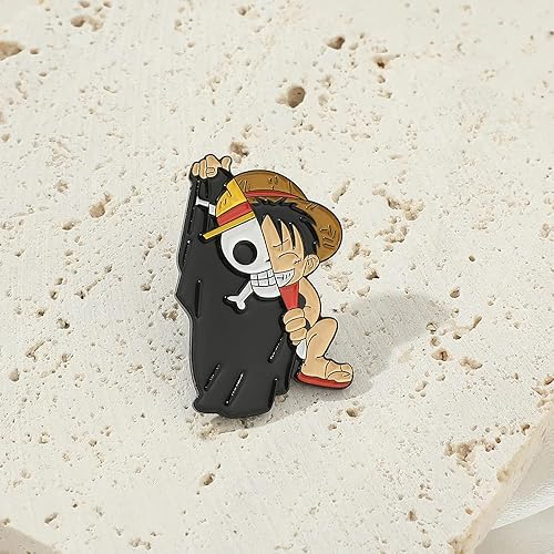 Vista 4 de Alfileres esmaltados de anime Luffy, broche de metal para cosplay de anime, insignias de solapa para mochila, bolsa, ropa, regalos para hombres