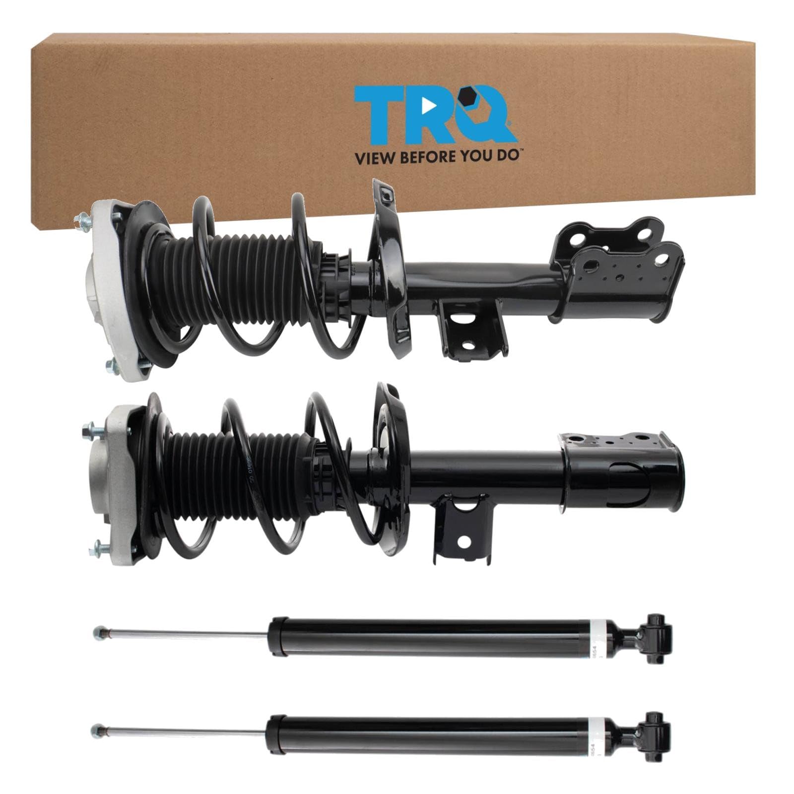 TRQ Front and Rear Complete Strut Assembly &amp; Shock Absorber Kit Complete Strut &amp; Coil Spring Assembly Compatible with 2014-2018 Mercedes-Benz CLA250